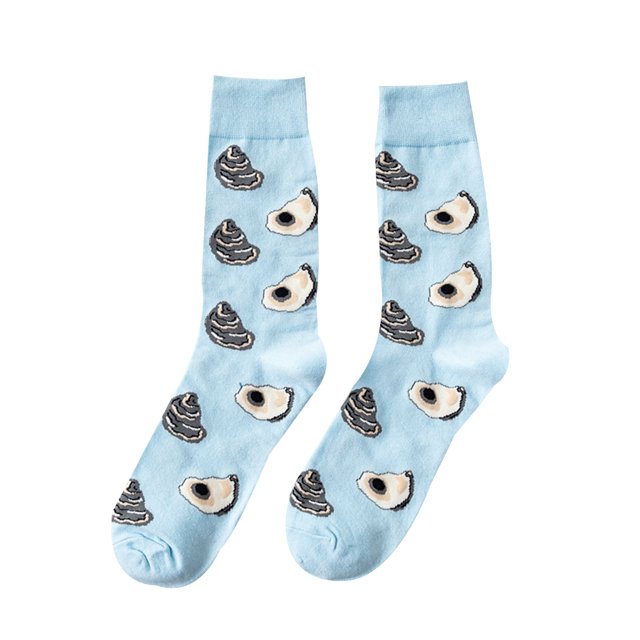 Qarigey Hombres Otoño Invierno Calcetines de Mariscos Niños Algodón Dibujos Animados Lindo Manguera Parejas Estilo Calcetería Elástica Medias azul claro