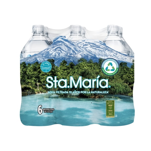 Agua de manantial Sta. María 6 botellas de 1 L c/u
