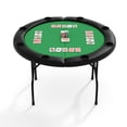 thumbnail image 1 of Yeshouse Mesa de póker plegable de 120 cm - Mesa de casino redonda para 8 personas con portavasos integrados, riel acolchado y superficie de juego lisa para noches de juego en casa y fiestas, 1 of 7