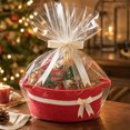 thumbnail image 1 of Cesta de regalo de cuerda de algodón con asas, contenedor de almacenamiento tejido con lazo y bolsa de regalo transparente para regalos navideños., 1 of 7