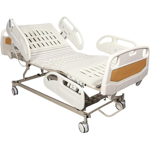 Cama de Hospital Eléctrica Magnimed 5 Posiciones Soporta hasta 150kg Barandales Abatibles Neumáticos Ruedas Con Frenos
