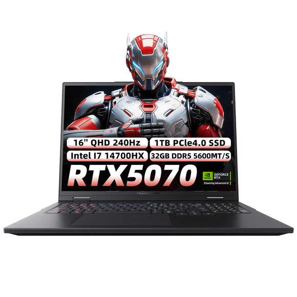 Laptop Gamer Thunderobot RZ16 Intel Core I7 14700HX RTX 5070 16'' QHD 240Hz 32GB RAM 1TB SSD Negro