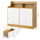 thumbnail image 4 of Cómoda de 6 Cajones con Estantes Abiertos, Mueble de Almacenamiento Multifuncional para Dormitorio, Sala, Pasillo o Entrada, Color Madera Natural y Blanco, 113 x 40 x 90 cm, 4 of 9