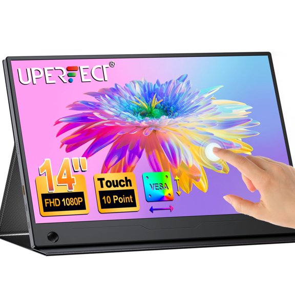 Monitor Portátil con Pantalla Táctil, U PERFECT 1080P FHD Mini Monitor IPS HDR, Monitor Externo con HDMI Tipo C