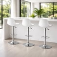 thumbnail image 2 of Sillas para Bar y Barra de Cocina con Respaldo y Reposapies de Altura Ajustable Banco Taburete Giratorio con Asiento Acolchado de Diseño Moderno Set 3 Piezas Blanco, 2 of 7