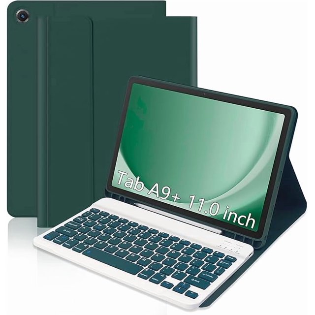 Funda con Teclado Desmontable Verde Oscuro para Samsung Galaxy Tab A10 9.9", SM-X501/X505/X506/X508