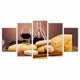 thumbnail image 1 of Juego de Cuadros Decorativos, Bodegón con Vino, Queso y Pan, Estilo Clásico de Bistró, 5 Piezas, Ideal para Cocina y Restaurante, 150x80cm, 1 of 5