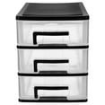 thumbnail image 1 of Armario de plástico de tres capas con cajones, portátil, multifunción, organizador de muebles (negro y transparente), 1 of 5