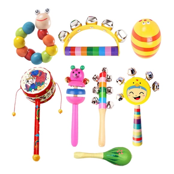 8x juguetes de sonajero de madera para bebé, juguete sensorial de instrumento de percusión, juguete de desarrollo musical para bebé, fiesta, niños y