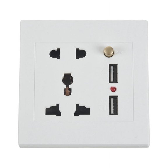 2.1A Adaptador de Enchufe de Cargador de Pared USB Dual Interruptor Universal Wite Panel de  de Corriente Universal