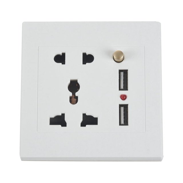 2.1A Adaptador de Enchufe de Cargador de Pared USB Dual Interruptor Universal Wite Panel de de Corriente Universal