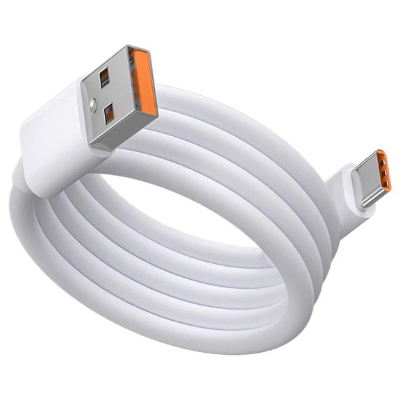 Cable tipo C de 66 W, cable de datos de 6 A, carga rápida, puerto naranja elástico. Longitud 2M