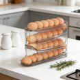 thumbnail image 4 of CaiYueKe Rolling Egg Organizer for Refrigerator Slide Type Egg Storage Container Egg Holder Rack Tray with Auto Rolling Dispenser Kitchen Countertop Fridge Organizer Plastic Egg Box Crate Carton, 4 of 7