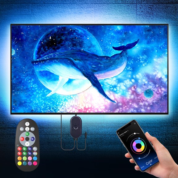 Nexillumi Luces LED para TV Retroiluminación LED RGB Tira de luces LED detrás del televisor con control remoto de aplicación, sincronización de música Iluminación ambiental LED inteligente para decora