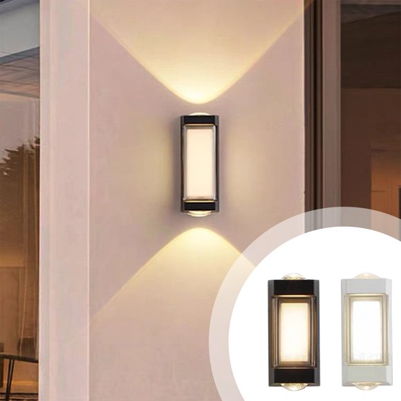 Lámpara de pared exterior Aplique impermeable de aleación de aluminio | LED amarillo cálido | Lámpara de pared exterior moderna | Iluminación decorativa resistente a la intemperie para terraza