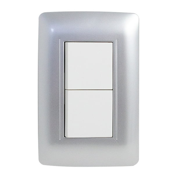 KIT 2 PLACAS CON APAGADOR SENCILLO Sanelec tipo ESCALERA GRIS SILVER