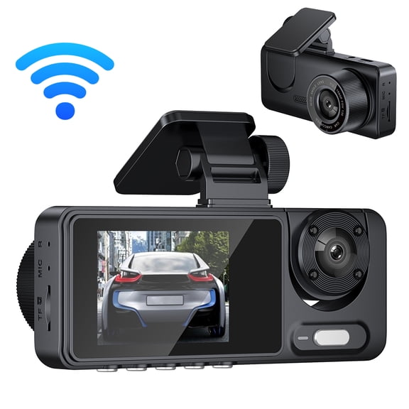 Cámara Dash 3 cámaras Dash Cam Multi-idioma Claro Espejo retrovisor para automóvil Grabación de video para automóvil Videocámara Gran angular Cámara grabadora para automóvil Grabadora de conducción de
