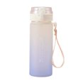 thumbnail image 2 of Botella de agua deportiva de gran gradiente 600ml/800ml | Plástico de PC a prueba de fugas | Tapa abatible de un botón, correa de transporte | Vaso portátil recto para hombres y mujeres | Blanco, 2 of 6