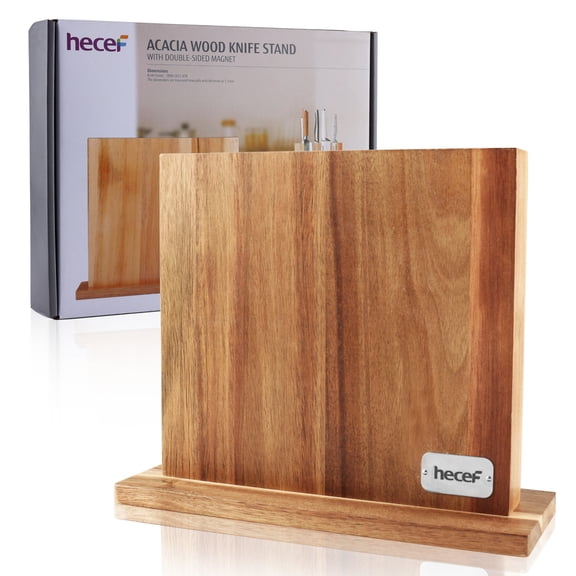 Bloque Magnético Hecef para Cuchillos de Cocina de Madera de Acacia Sin Cuchillos
