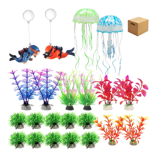 Set de Plantas Artificiales Decorativas Acuario Simulación Medusas ...