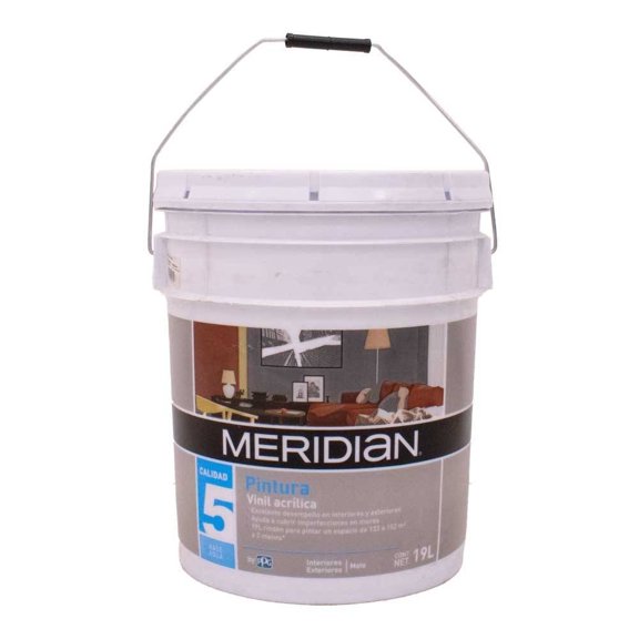 Pintura Meridian Vinil Acrílica Interiores y Exteriores Mate 19 Litros