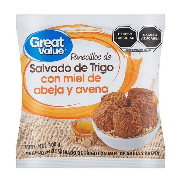 Panecillos Great Value de salvado de trigo con miel de abeja y avena 100 g