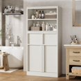 thumbnail image 1 of Yeshouse Armario independiente alto de 130 cm con puertas, dos cajones y estantes, ideal para cocina, comedor, baño, despensa y lavandería, 1 of 7