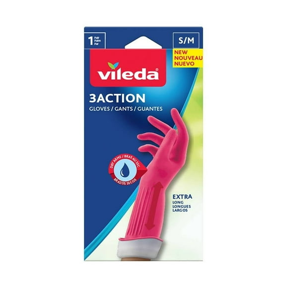 Guantes Vileda 3 action extra largos talla chica/mediana 1 par