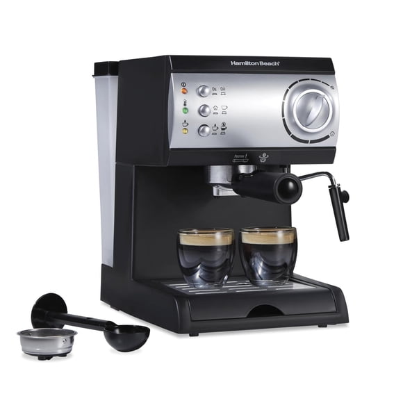 Cafetera Espresso Hamilton Beach Negro Plata 15 Bares 2 Tazas Cappuccino Mocha Latte
