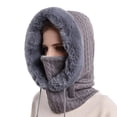 thumbnail image 1 of Gorro para mujer, bufanda, máscara, invierno, tejido, protección cálida, gris Zulema Bufanda para mujer, 1 of 6