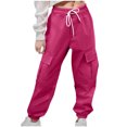 thumbnail image 1 of Pantalones cargo niños, casuales duraderos, múltiples bolsillos, cintura ajustable, tela elástica suave, outdoor, negro, tallas 3-4 a 11-12 años., 1 of 4