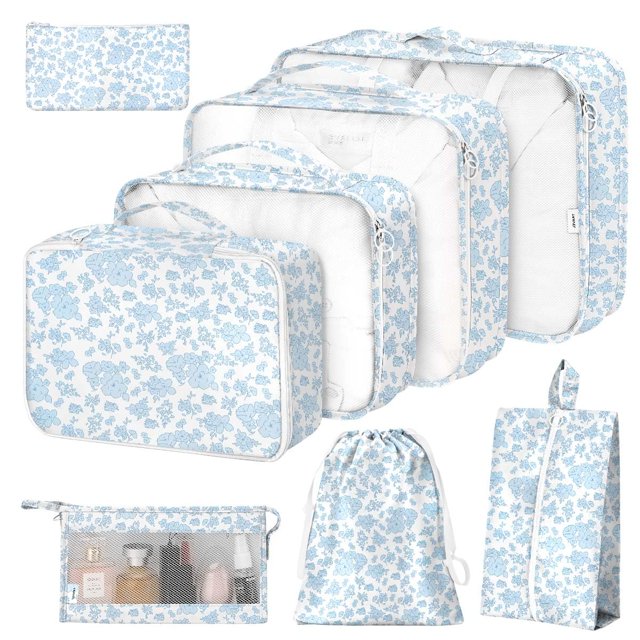 Set de 8 unidades para maletas, organizador de viajes, de Packing Cubes, color azul