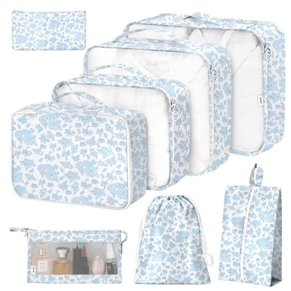 Set de 8 unidades para maletas, organizador de viajes, de Packing Cubes, color azul