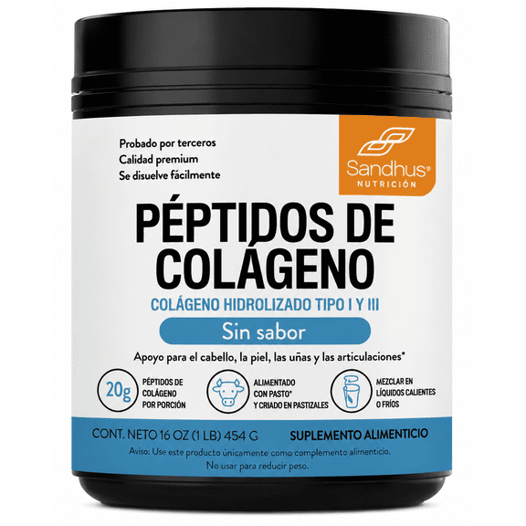 Sandhu's Collagen Peptides, Péptidos De Colágeno 454g