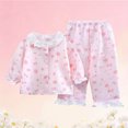 thumbnail image 2 of Pajama de las Niñas Del Bebé Conjuntos de Encaje Recortado Solapa Dos Piezas Ropa de Dormir, Respirable Aire Acondicionado Ropa para Niños, 2 of 5
