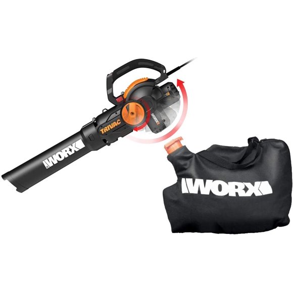 Soplador Aspiradora y Trituradora Trivac WORX WG512 Eléctrica 12 Amp Diseño Patentado Negro y Anaranjado