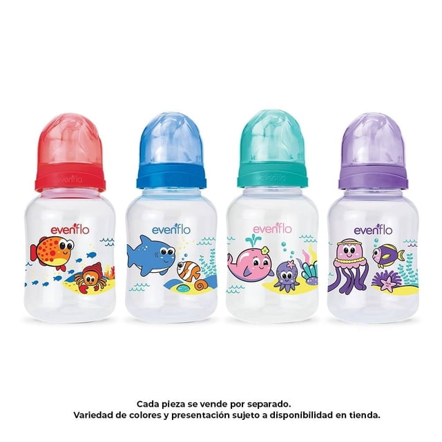 Biberón Evenflo Acuario Flujo Lento 4 oz Varios Modelos 1 Pieza