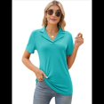 thumbnail image 2 of Camisas de Mujer con Cuello de Solapa, Cuello en V, Blusa de Corta, Blusa Informal Elegante. Azul M, 2 of 9