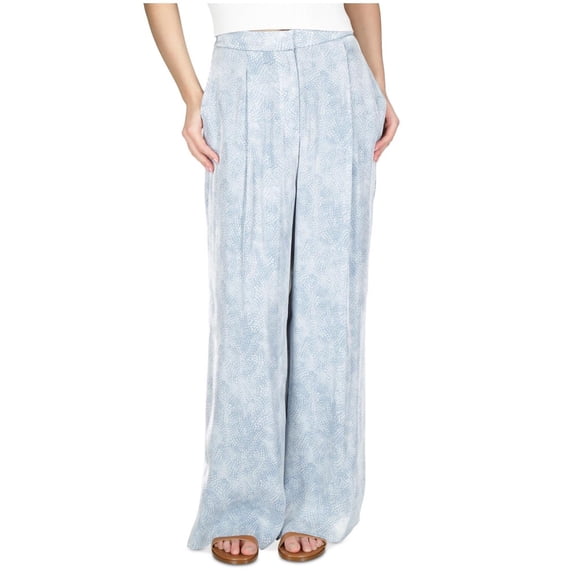 Michael Kors Womens Floral Print Wide Leg Culottes Relaxed Dress Pants, medblue, Petite, PS