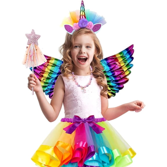 Disfraz de Unicornio para Niña 5 Piezas, Halloween, Cumpleaños y Fiestas