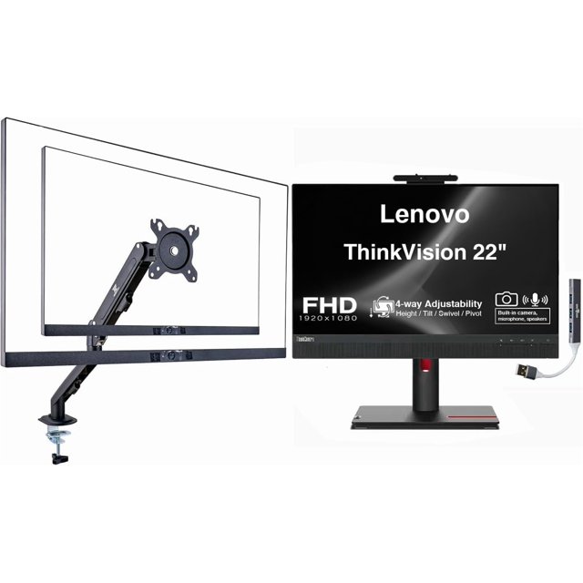 Monitor Lenovo ThinkVision 22" FHD IPS con webcam y montaje VESA