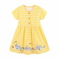 thumbnail image 2 of Vestido informal de rayas para niña REDARER, de algodón bordado con dibujos animados, manga corta, estilo veraniego, para tallas 7-8 años, 2 of 5