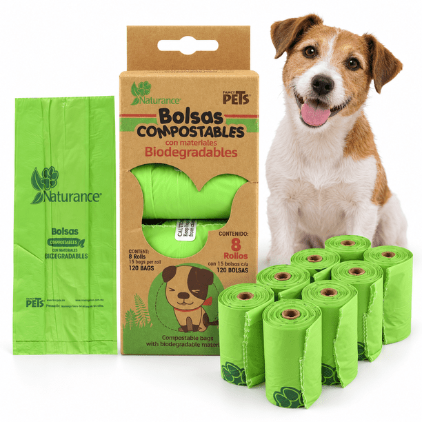 BOLSAS SANITARIAS BIODEGRADABLES 8 ROLLOS / 120 BOLSAS