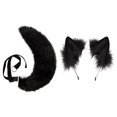 thumbnail image 2 of Faux Tail Fox Furry Fácil De Usar Orejas De Clip Para Mujeres Adolescentes Halloween Negro Sunnimix orejas de zorro y tai, 2 of 7