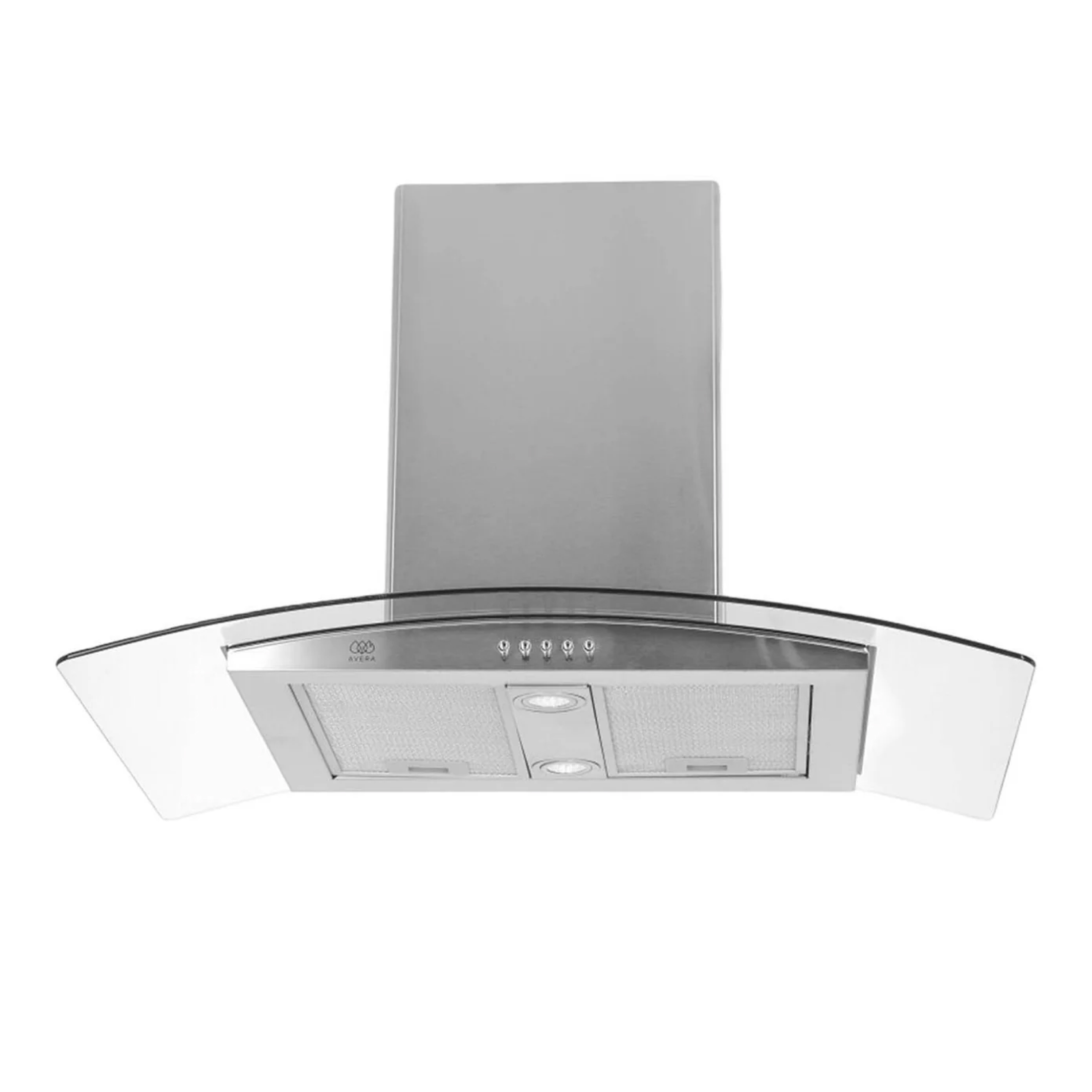 Campana Isla 90cm de Cocina Extractora y Purificadora AVERA  CEVD90B Acero Inox y Vidrio Temp Carbón Activado