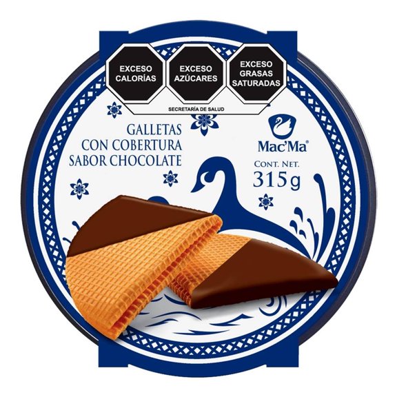 Galletas Mac'Ma abanico con cobertura sabor chocolate 315 g