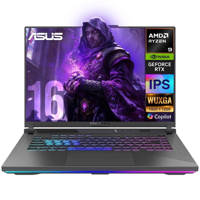 Laptop IA PC Gamer ASUS ROG Strix G16 Nvidia GeForce RTX 5070 Ti 12GB AMD Ryzen 9 8940HX 16GB DDR5 1TB SSD Pantalla 16" IPS WUXGA 165Hz Windows 11 Teclado Ingles