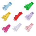 thumbnail image 3 of Zhuge Guantes de princesa, guantes largos de satén blanco para niña, guantes de princesa con lazos de diamantes para cumpleaños, bodas, fiestas de disfraces, color verde, 3 of 3