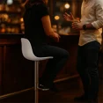 thumbnail image 3 of Sillas para Bar y Barra de Cocina con Respaldo y Reposapies de Altura Ajustable Banco Taburete Giratorio con Asiento Acolchado de Diseño Moderno Set 3 Piezas Blanco, 3 of 7
