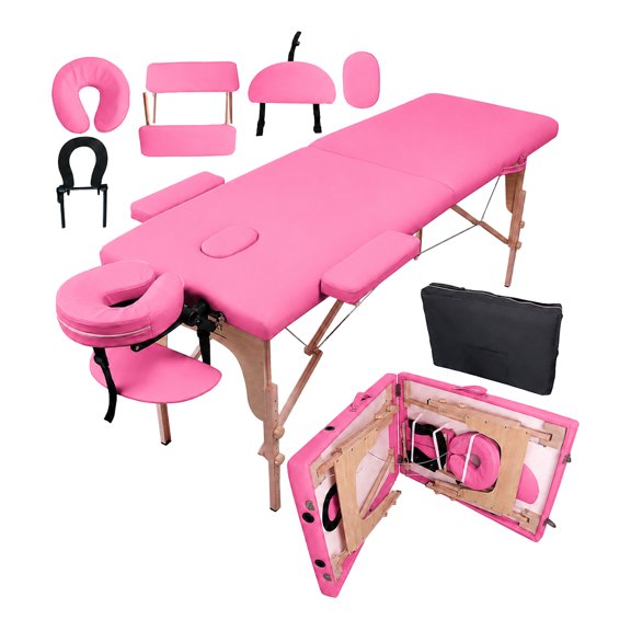 CAMILLA PARA MASAJE PLEGABLE PORTÁTIL Y RECLINABLE COLOR ROSA